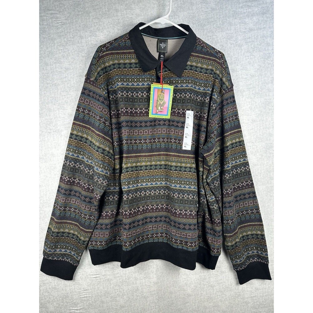 NWT Houston White Striped Sweater Size XL Polo Multi Color Grandpa Dad Core
